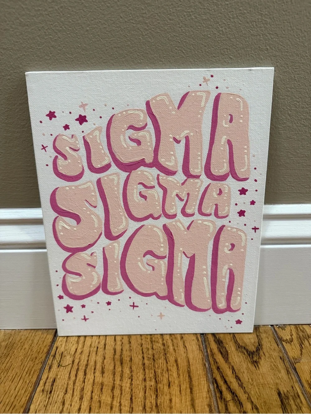 Tri Sigma Sorority Pink Canvas and Button
